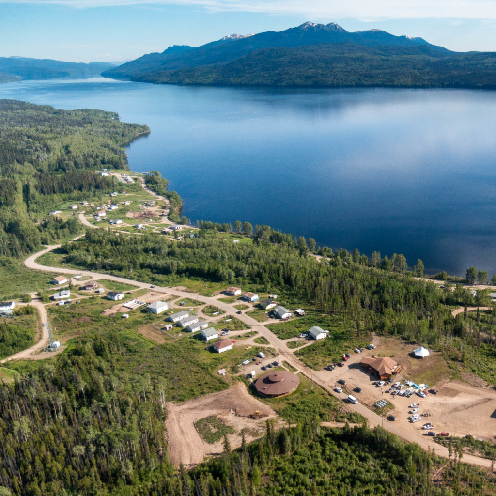 Aerial shot of homes at Takla Lake First Nation